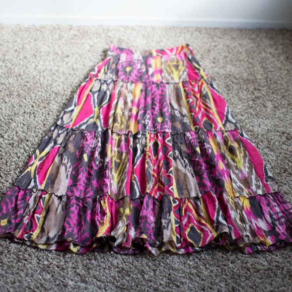 Vintage Miss Sixty Bohemian Tiered Maxi Skirt 28" Small Cottagecore Gypsy Hippie - Picture 4 of 16